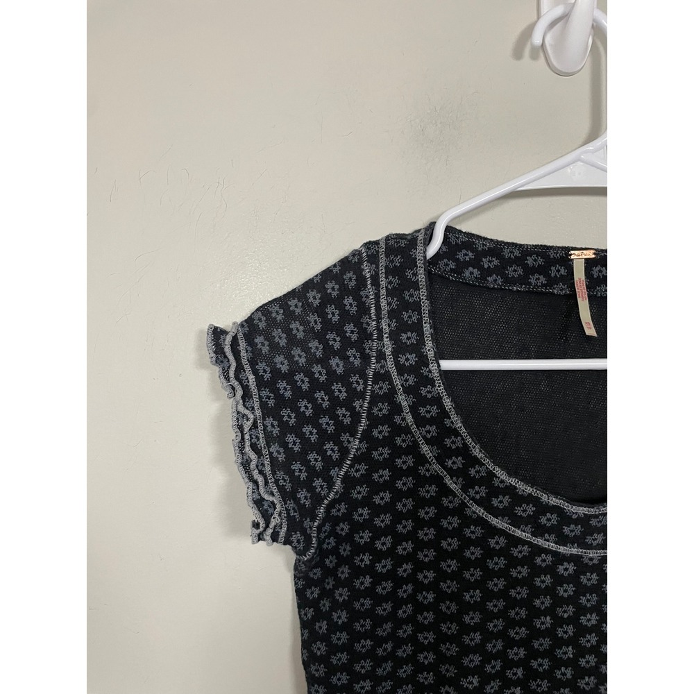 Free People Garner Tee In Black Floral Size XS Bohemian Casual Essential - Picture 3 of 7